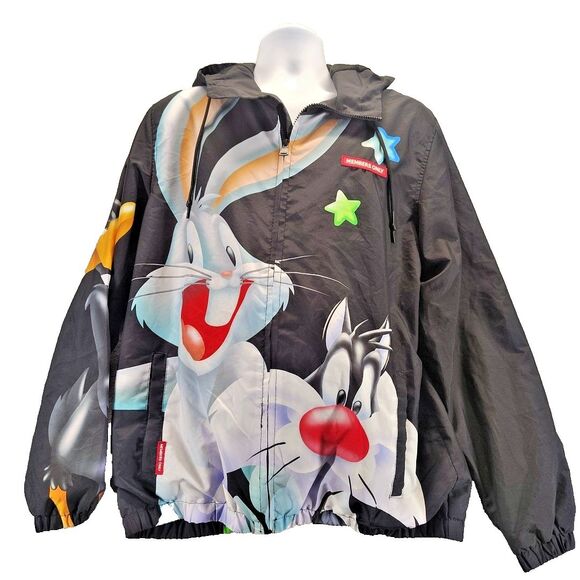 Looney Tunes Members Only Bugs Bunny Windbreaker Sportswear Hoodie Jacket Mens L - Picture 1 of 14